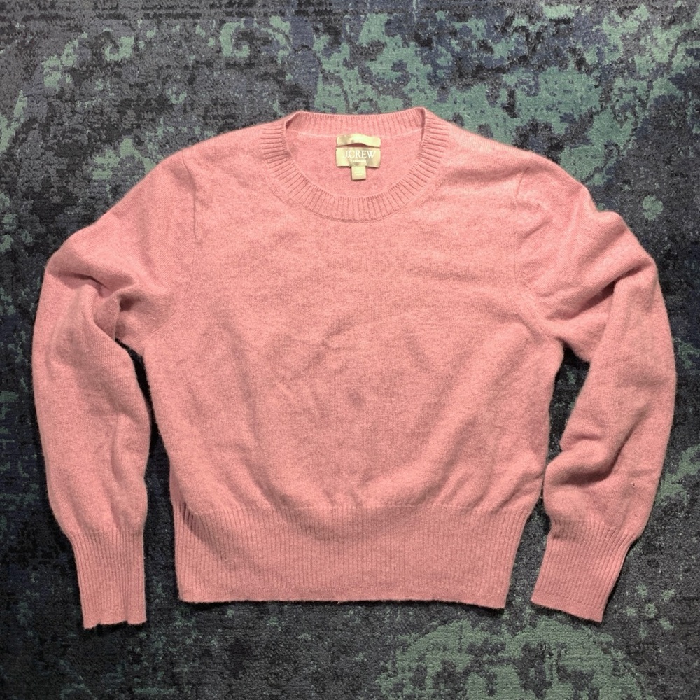 J Crew Cashmere Shrunken Crewneck Sweater L, Heather Petunia